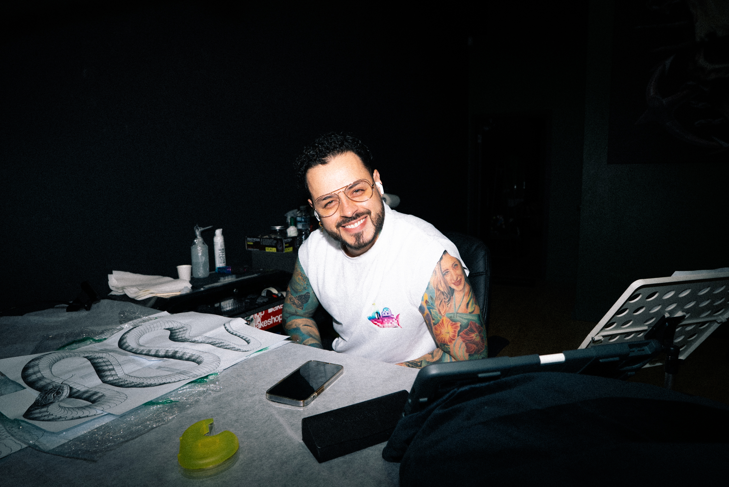 An artist drawing up a custom design